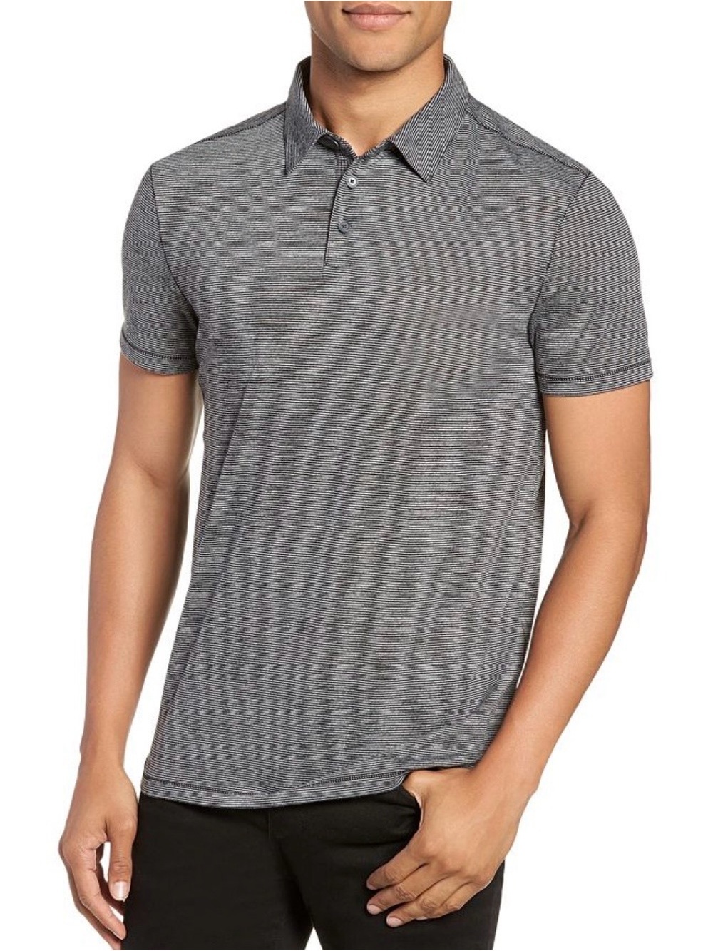 Mens John Varvatos Designer Short Sleeve Striped Polo Shirt Size XL